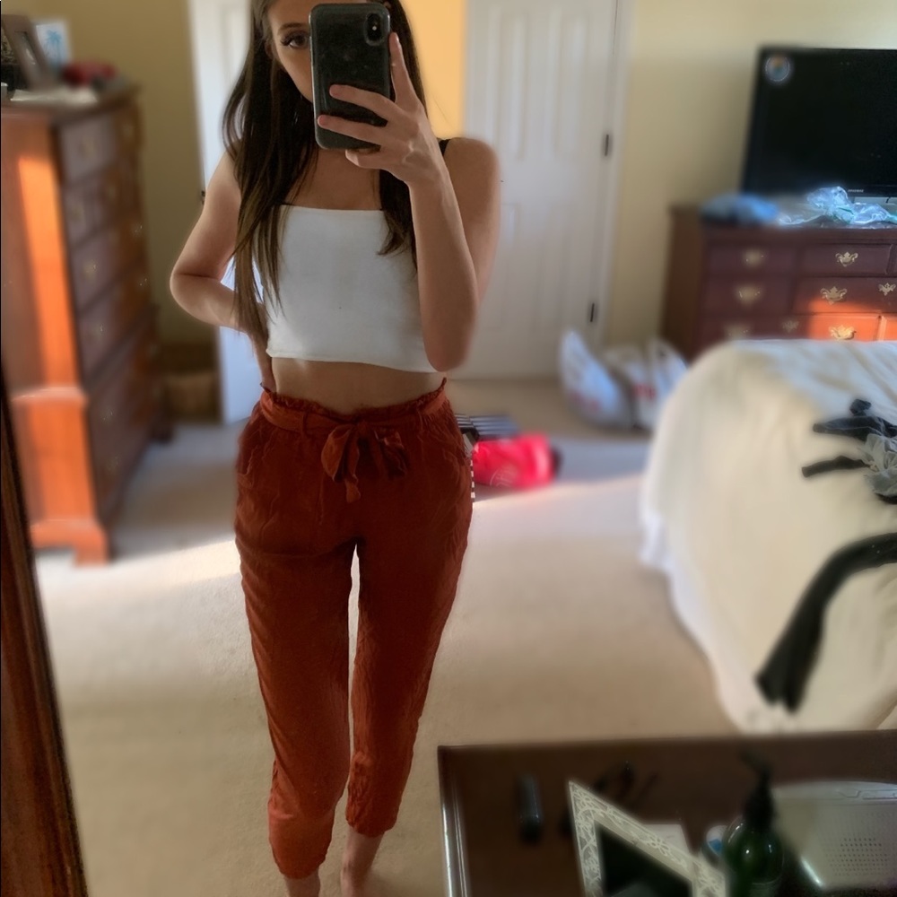 Windsor burnt orange paperbag pants